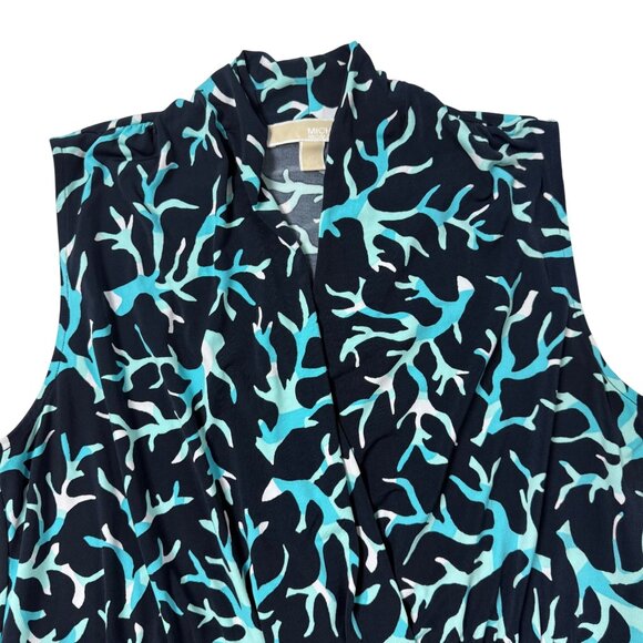 1X Michael Kors Ocean Coral Navy Turquoise Maxi Dress Cruise Beach Summer Knit - Picture 3 of 12